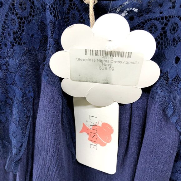 NWT L'atiste Sleepless Night Dress Womens S Blue Lace Cami Mini Slip Dress - Picture 8 of 11